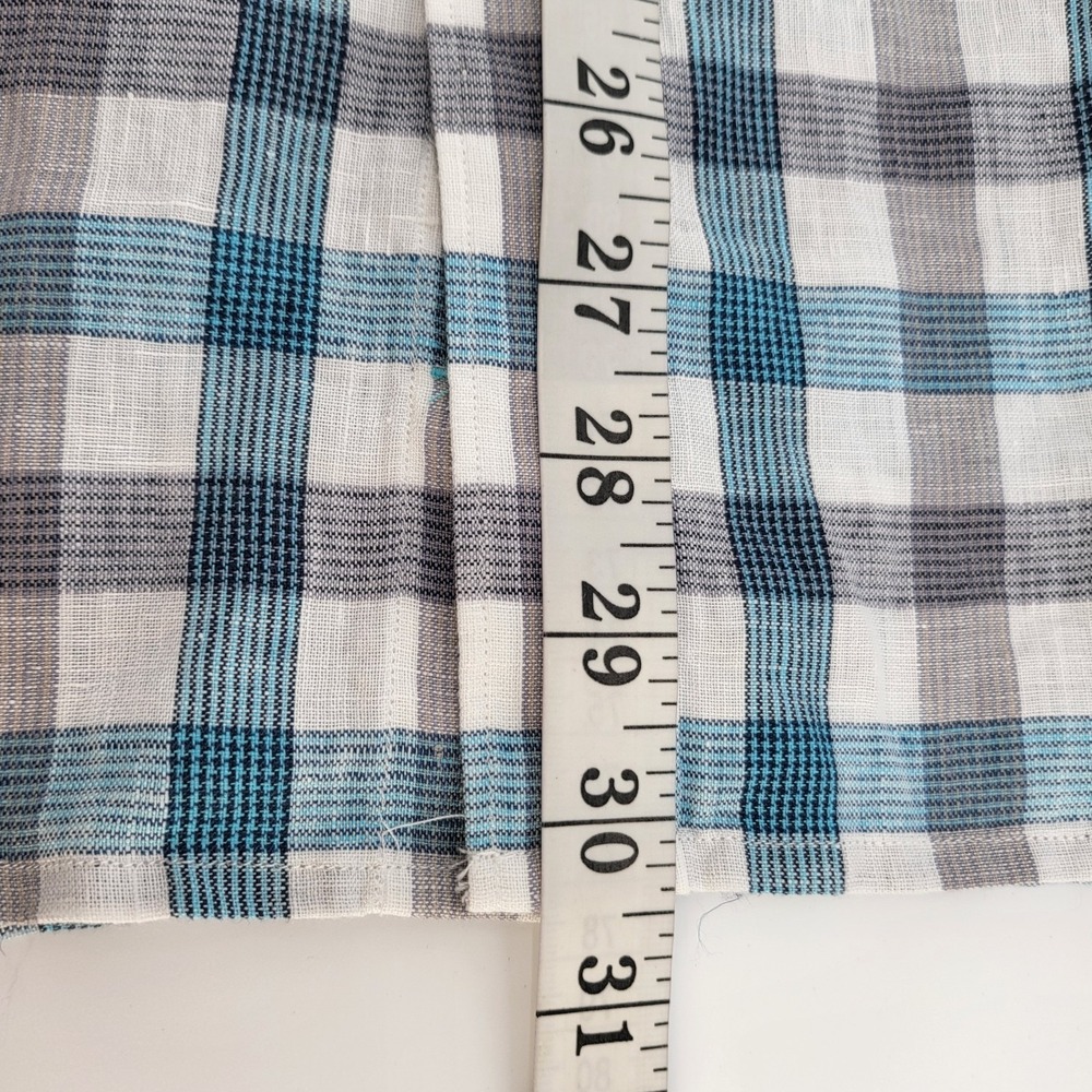 Tommy Bahama 100% Linen Shirt Mens Large Plaid Button Up Long Sleeve Green Gray - Picture 9 of 9